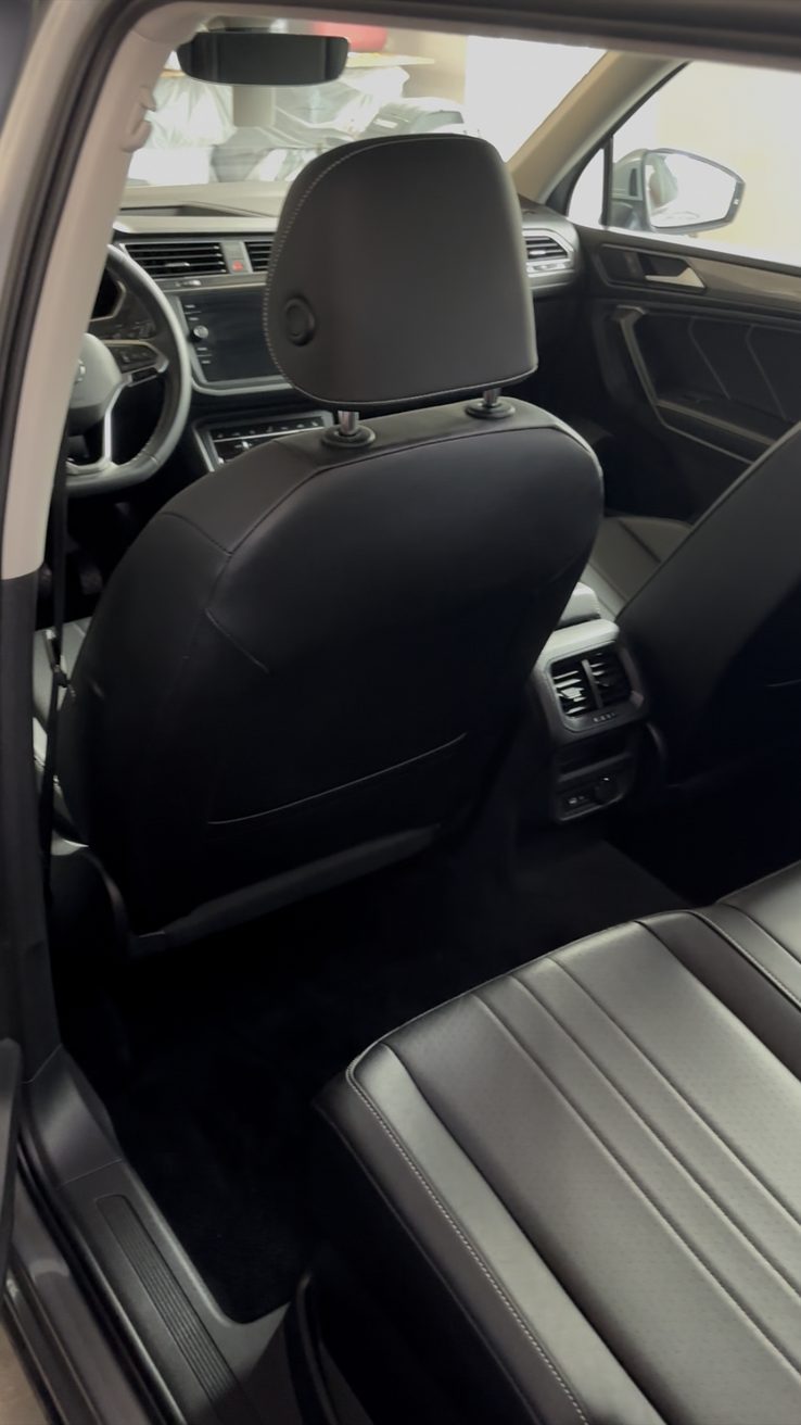 Cleaned front seats and dashboard of a vehicle