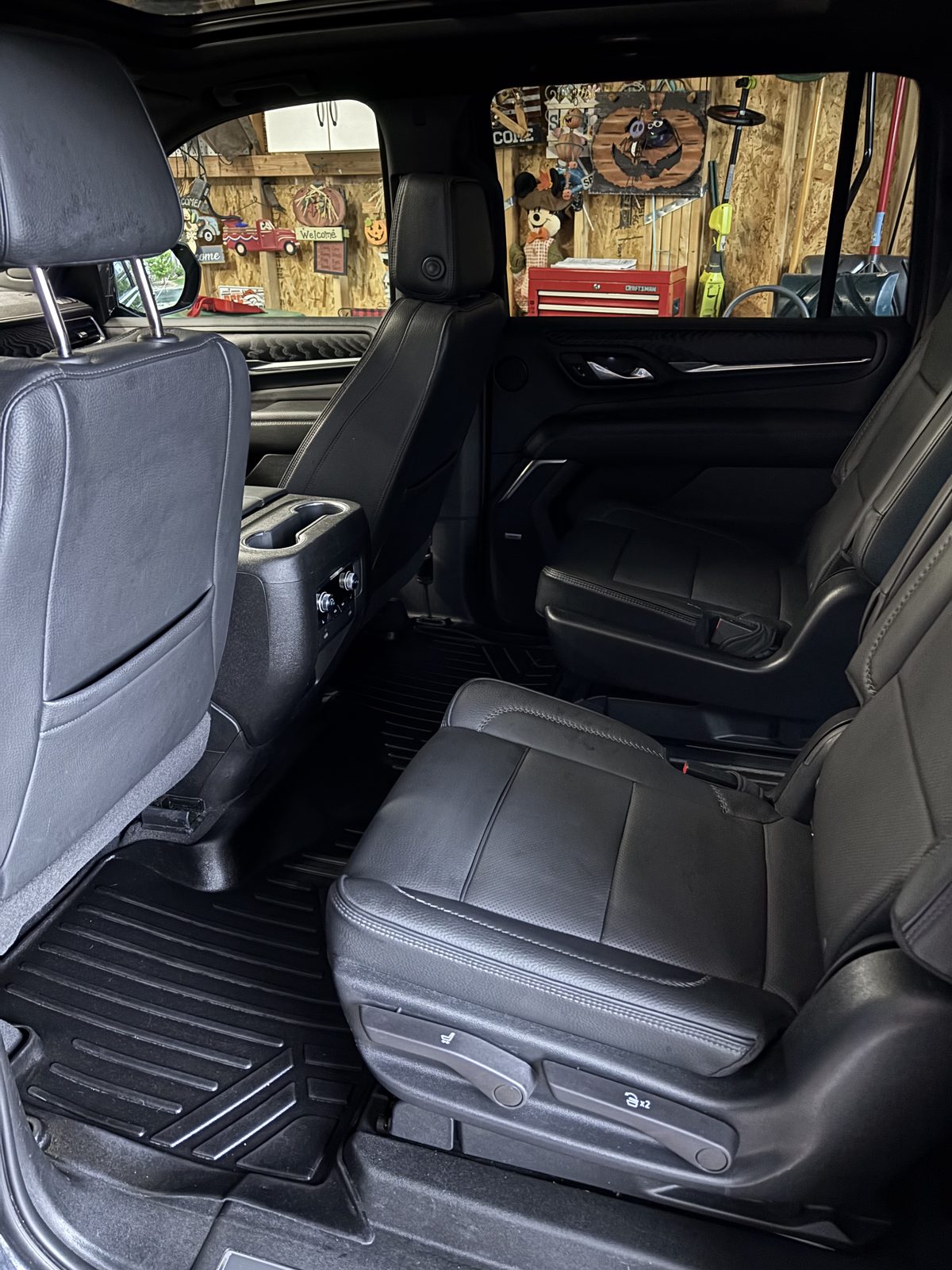 Cleaned rear seats and floor mats of a pickup truck